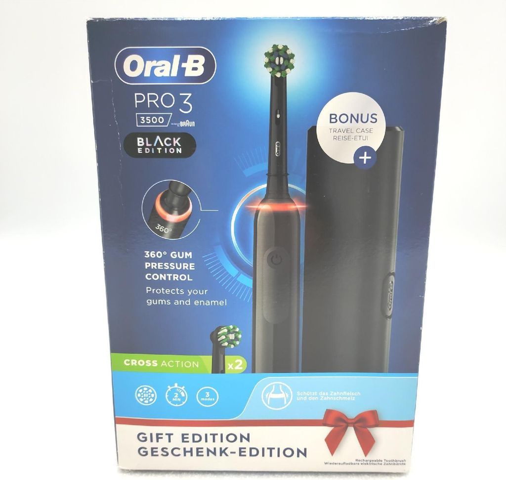 Oral-B Pro 3 3500 Black Mit Reiseetui Floral Design Edition
