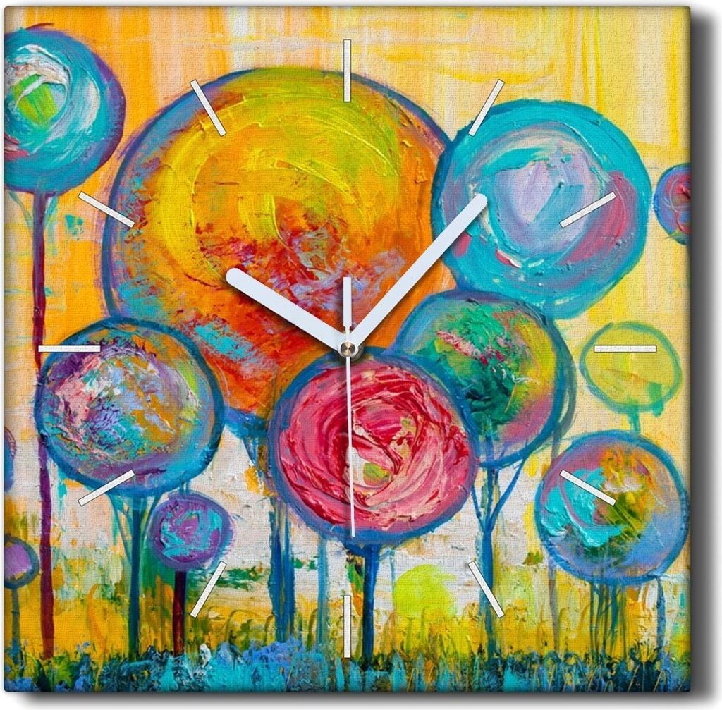 Coloray Hodiny Unikátní 30x30 cm Tiché hodiny Pro obývací pokoj a kuchyň Nástěnné hodiny Plátno Černé ručičky hodin - Stromy