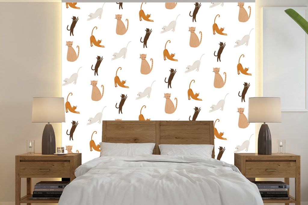 MuchoWow Fototapete für Wohnzimmer oder Schlafzimmer Wandtapete Vinyl Motivtapete Haustiere - Farben - Muster - 240x240 cm - Schlafzimmer-Tapete