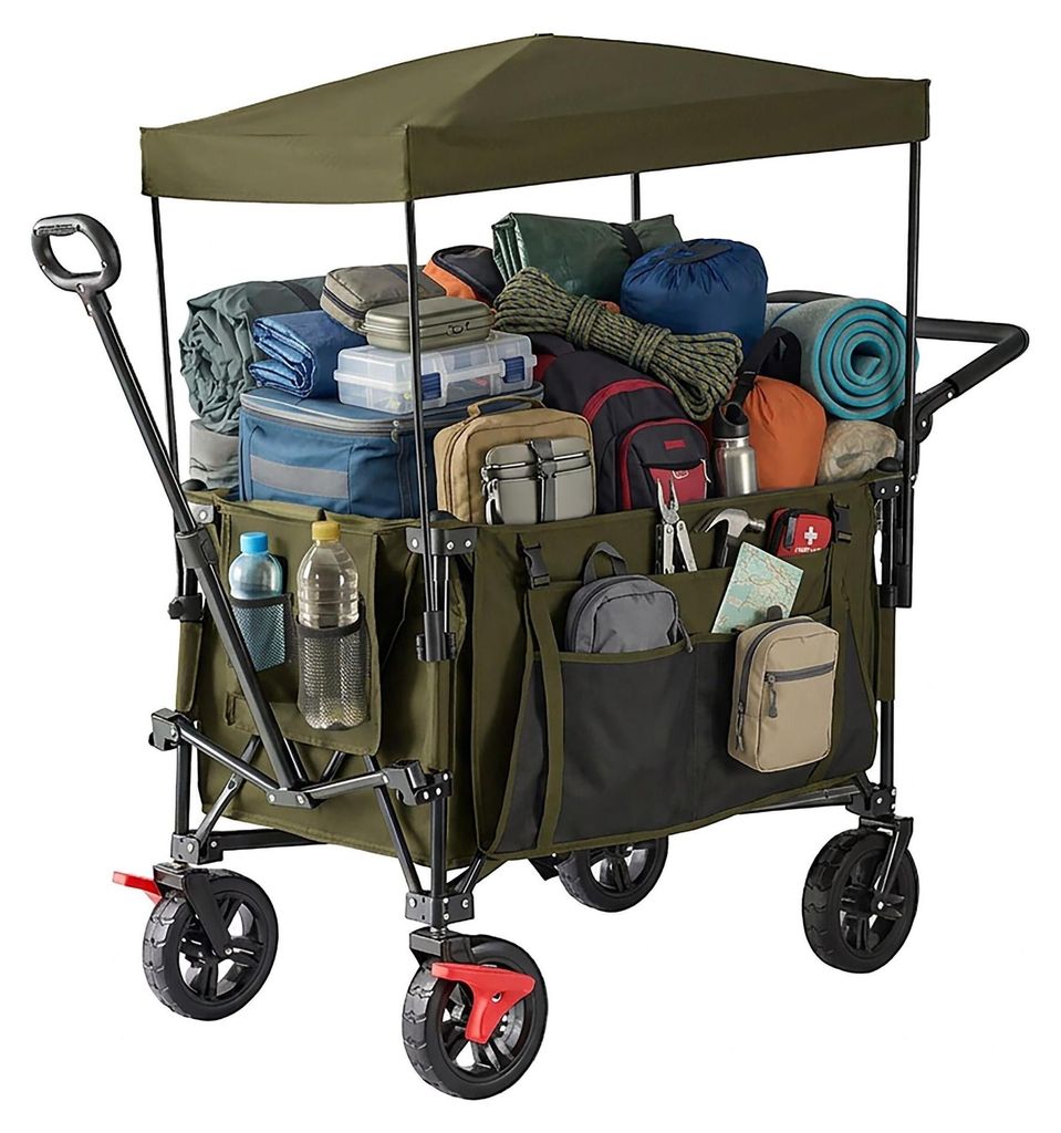 Faltbarer Trolley mit Sonnendach, 200 l Fassungsvermögen, 150 kg Tragkraft