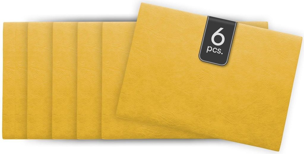Tisch-Sets - 33 x 46 cm - Maisgelb - Kunstleder - 6er Set