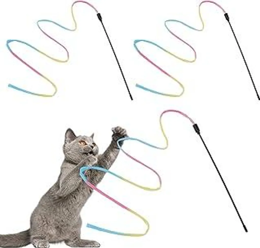 Accessorio Gioco Gatto Molain Rainbow Ribbon: Set 3 Bacchette Trend