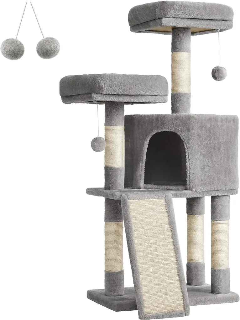 FEANDREA Tiragraffi 115cm Grigio Chiaro: L'Albero Perfetto per il Tuo Gatto