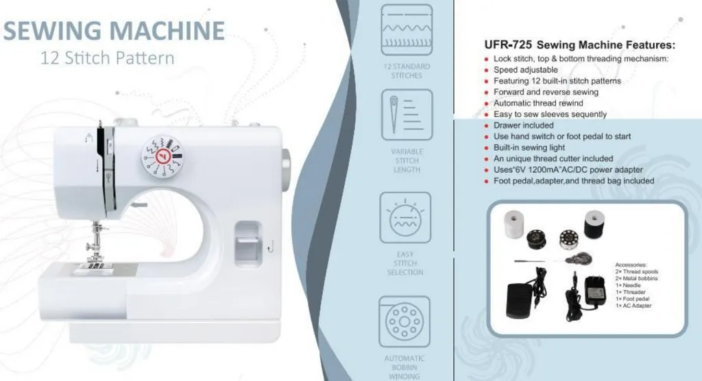 Machine à coudre 12 points avec bras libre et kit de couture complet - 7