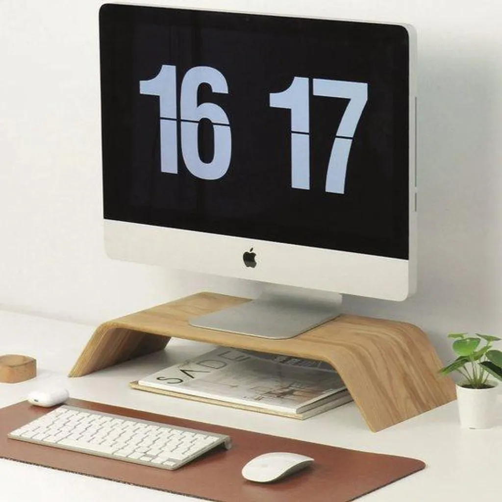 Support moniteur en hêtre massif marron 54cm - Finition Fagus Wood