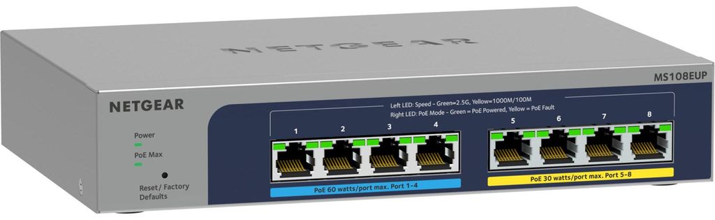 Netgear MS108UP 8-Port Ultra60 PoE++ 2.5G unmgd. Switch