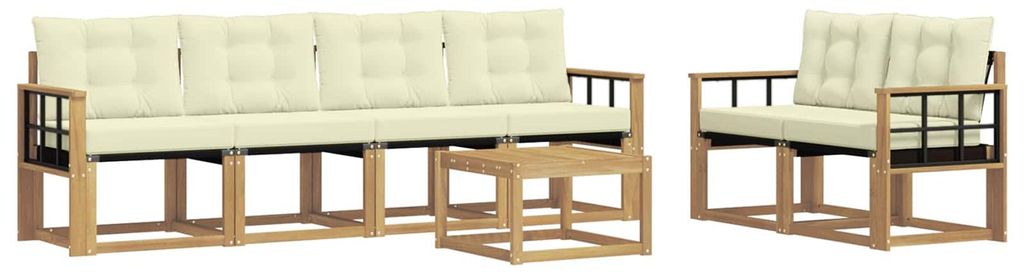vidaXL Outdoor-Sofagarnitur mit Kissen 7 pcs Weiß und Creme