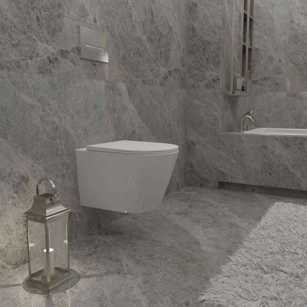 Wand WC spülrandlos Hänge WC mit Soft Close Toilette Sitz Weiß WCS Modernität丨375