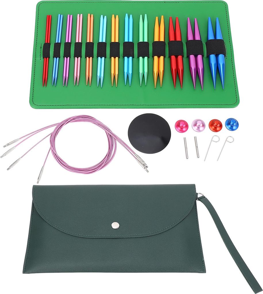 26 Stück 10 cm Rundstricknadeln 3,0–10 mm, austauschbares Aluminium-Nadel- und Kabel-Set für Pullover, Schal, Mütze