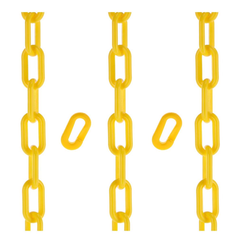 TIBU Absperrkette Kunststoffkette Plastikkette 8 mm Stärke - Gelb - Länge 150 cm - witterungsbeständig und stabil