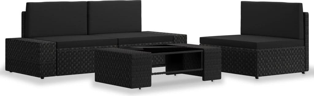 Maison Exclusive - 4-tlg. Garten-Lounge-Set Poly Rattan Schwarz
