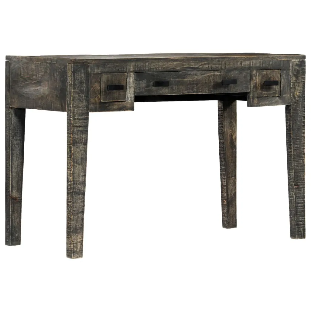 Table de bureau en manguier massif noir 110 cm pour informatique et étude