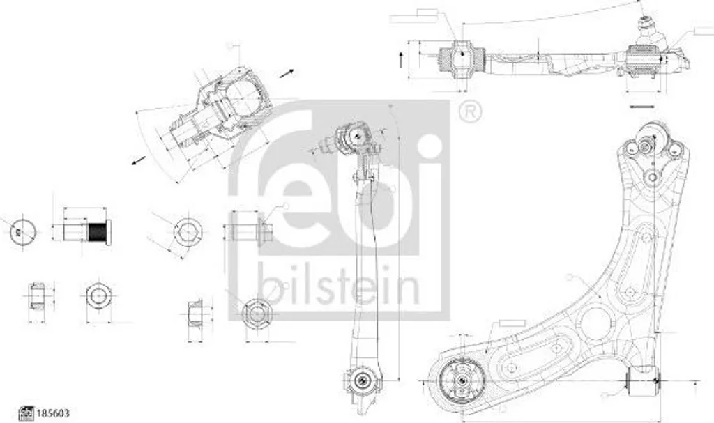 Bras de suspension FEBI 185603 contre les claquements et vibrations train