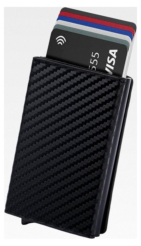 Herren Geldbörse Kartenetui mit RFID Schutz, Slim Wallet Kreditkartenetui mit Münzfach (Schwarz)