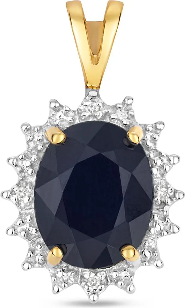 Bijou Femme Pendentif Or 375 millièmes Saphir Bleu et Diamant Brillant