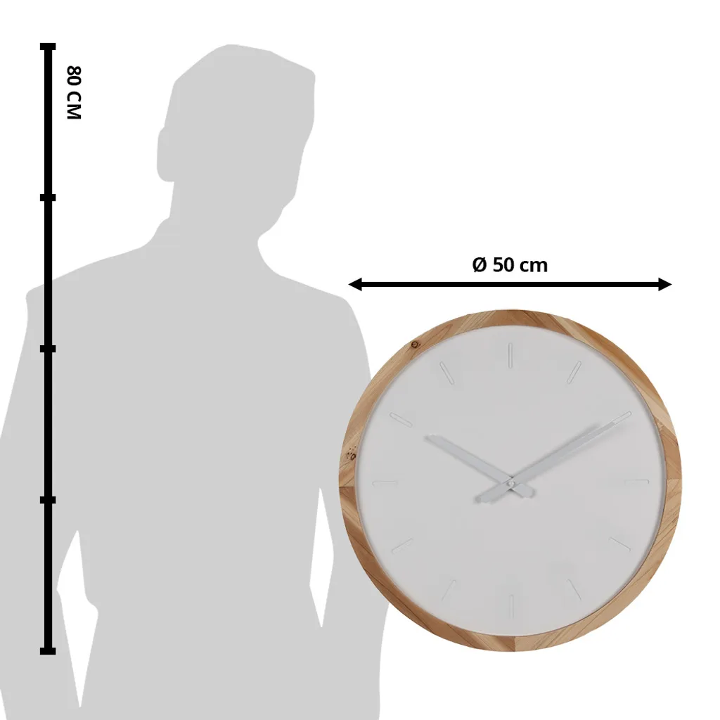 Grande Orologio 50cm Clayre & Eef Legno Bianco/Marrone per Arredo Casa - 3