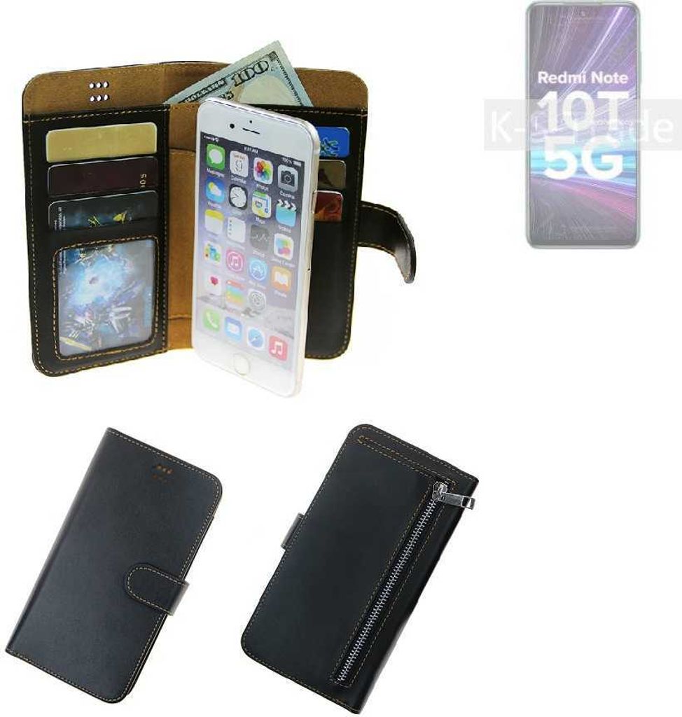 K-S-Trade Schutz Hülle kompatibel mit Xiaomi Redmi Note 10T 5G Klapphülle Case Phone cover Slim Handytasche Handy Hülle schwarz aus Kunstleder (1