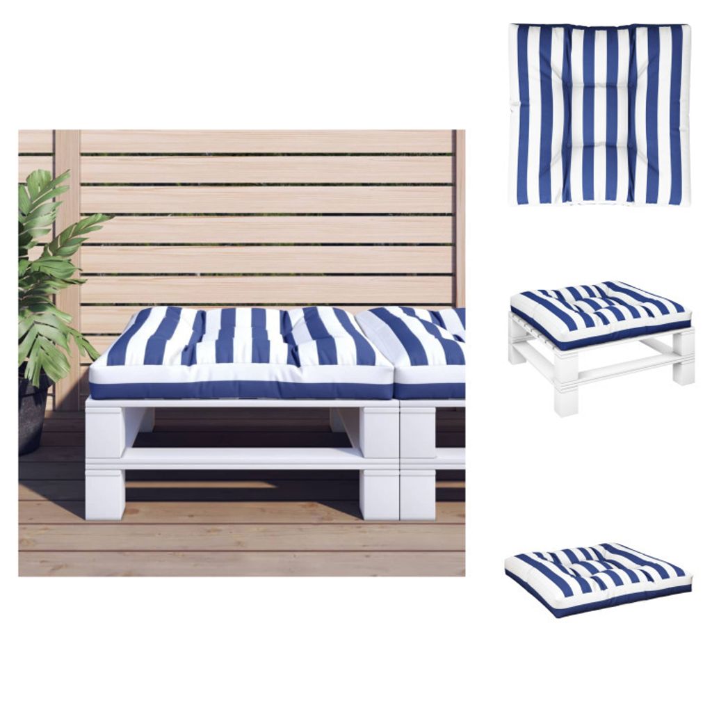 vidaXL Palettenkissen Blau Weiß Gestreift 80x80x12 cm Stoff - Sitzpolster