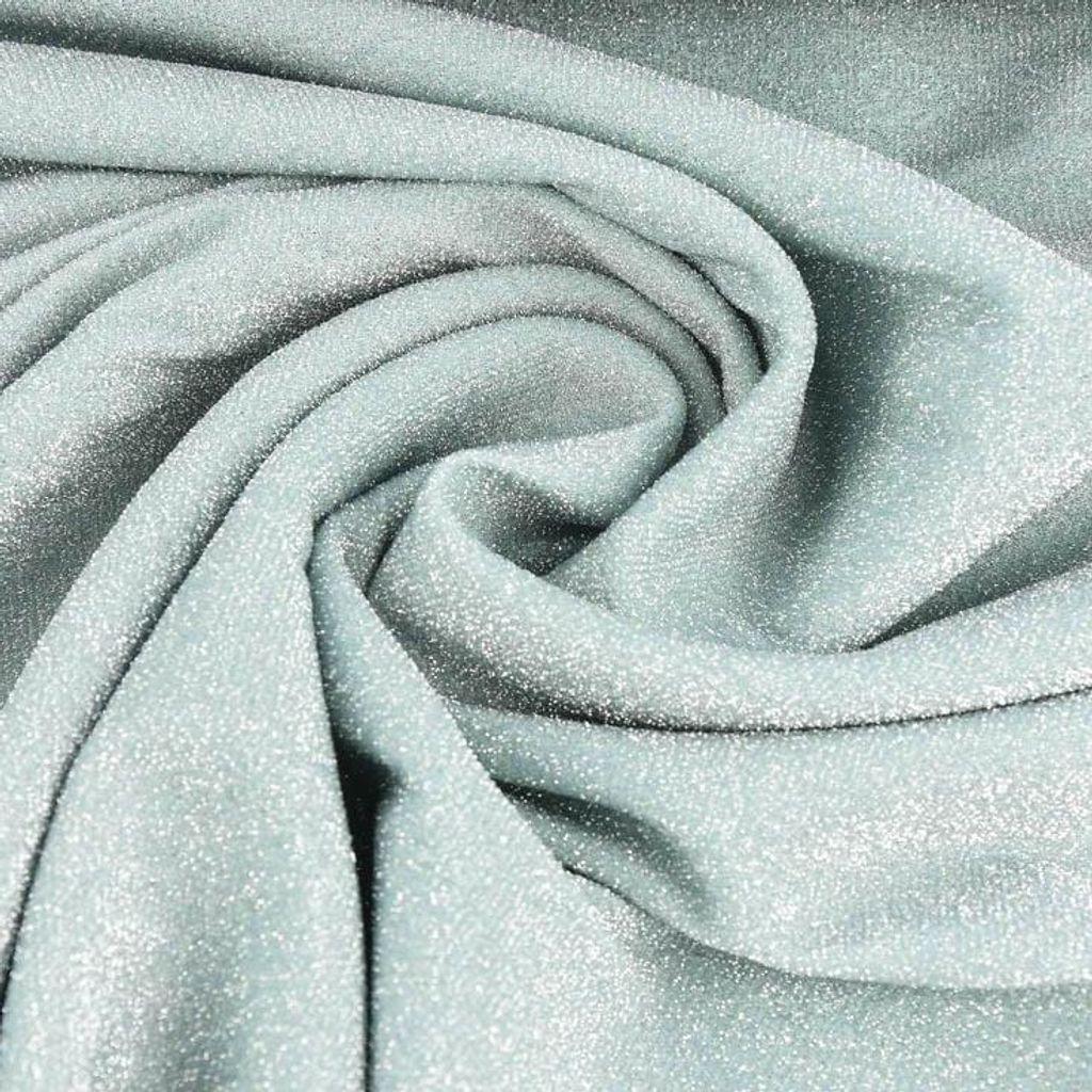 Bekleidungsstoff Meterware Polyester Glitzer mint silberfarbig 1,60m
