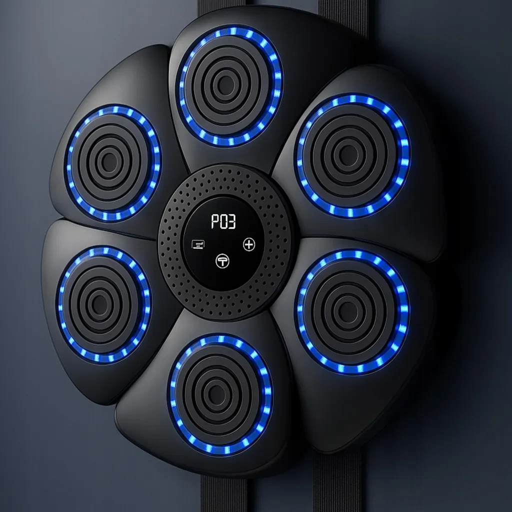 Machine de boxe musicale Bluetooth connectée avec gants XL noirs