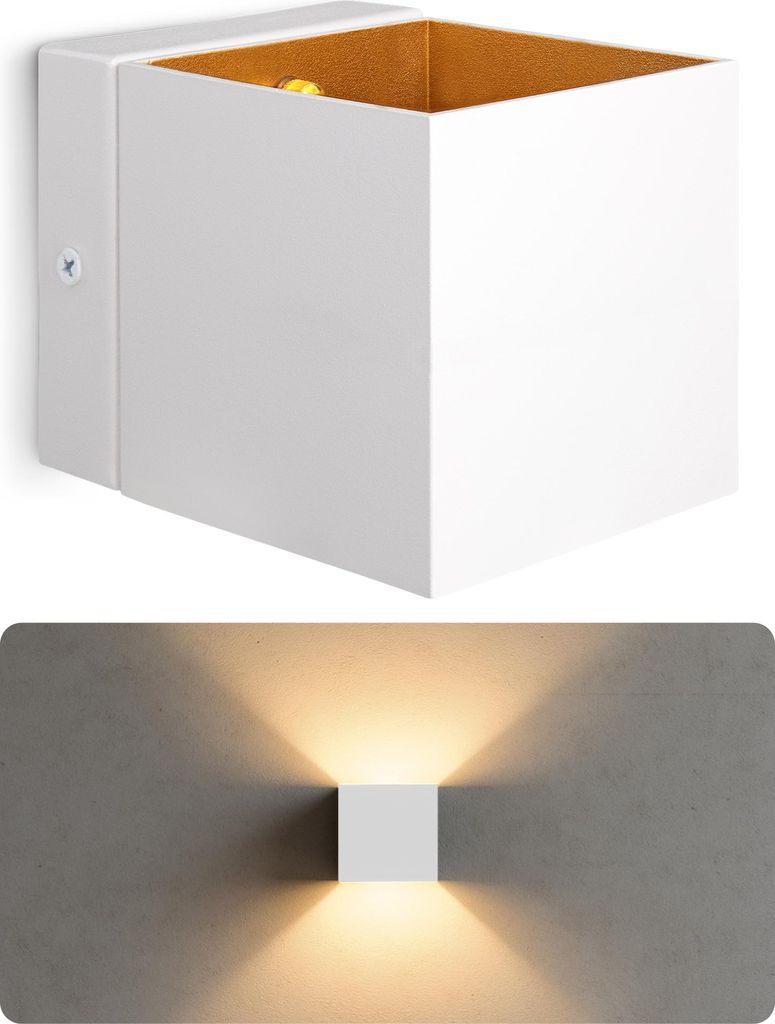SSC-LUXon EPITA Wandaufbauleuchte weiß gold - moderne Treppenlampe innen Up & Down Retro Design inkl. LED G9 Lampe warmweiss