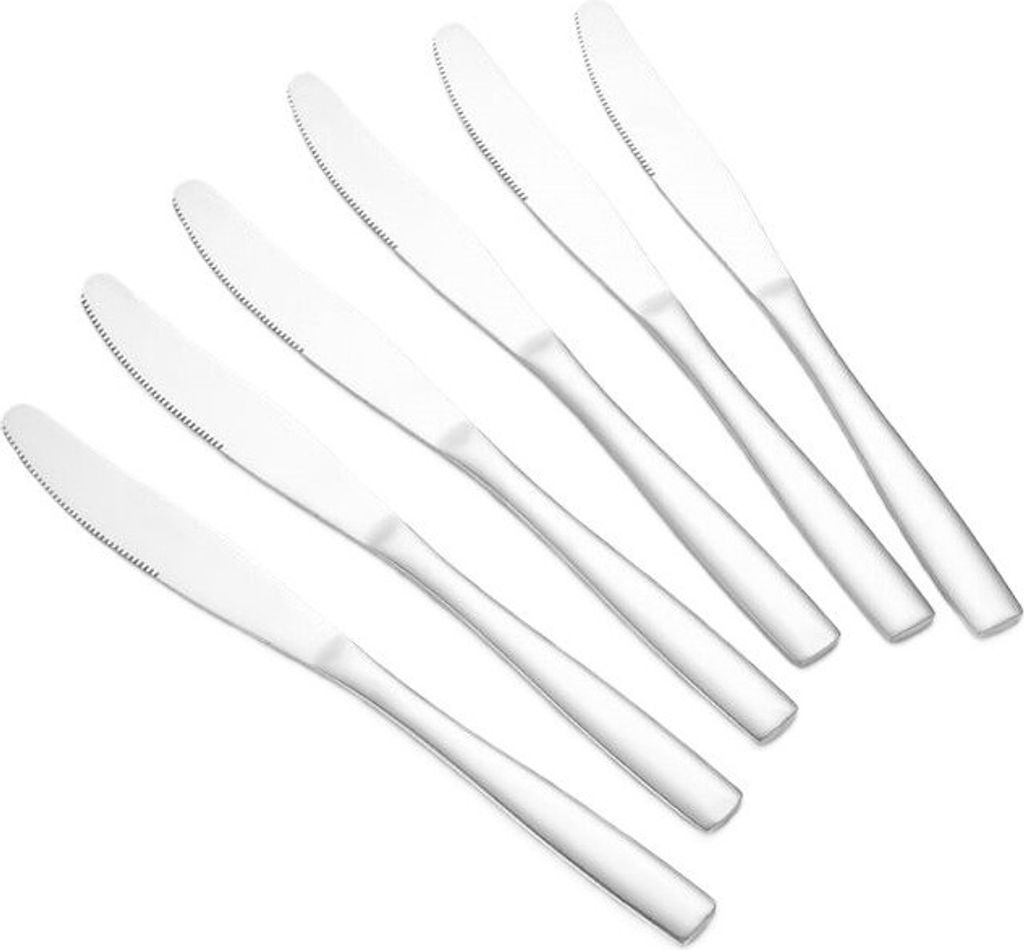 Modernes 6er Set Tafelmesser - Besteck-Set aus hochwertigem Edelstahl