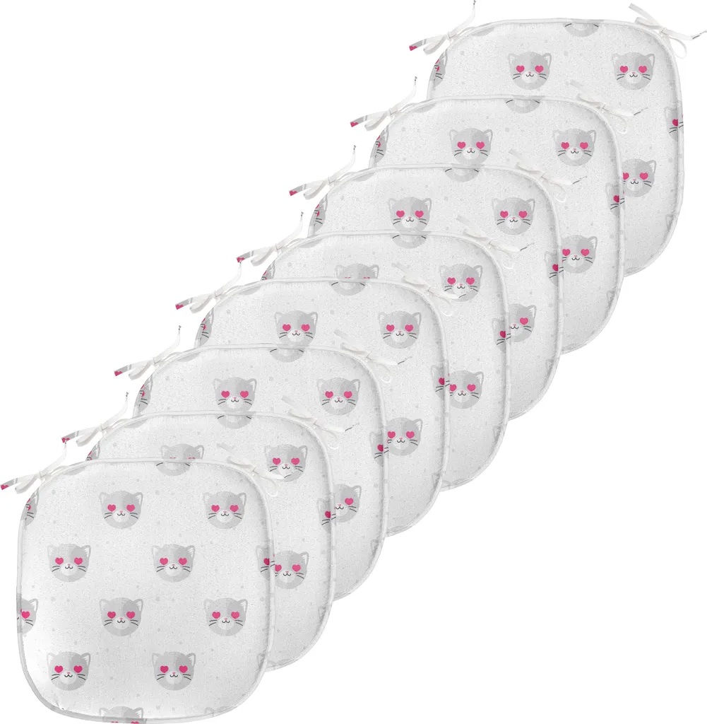 Coussins de Chaise Imperméables 40x40 cm Lot de 8 Assises Chatons Gris
