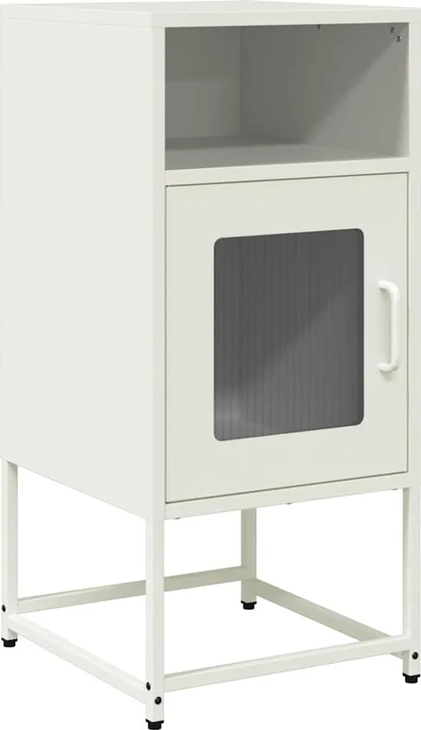 vidaXL Comodino Bianco Acciaio 36x39x78 cm | Mobiletto Notte Industriale