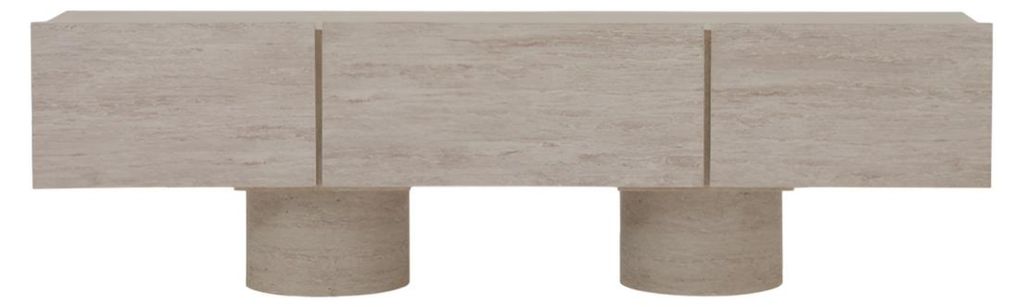 Beiges Modernes Esszimmer-Set – Esstisch, Weiche Stühle und Holzsideboard