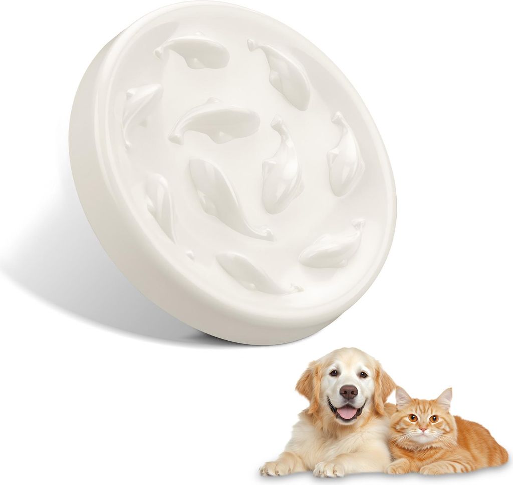 Fressnapf mit Anti-Schlingen-Funktion für Katzen und Hunde, kleiner Fressnapf für langsames Fressen, gesundheitsfördernder Anti-Erstickungs-Napf...