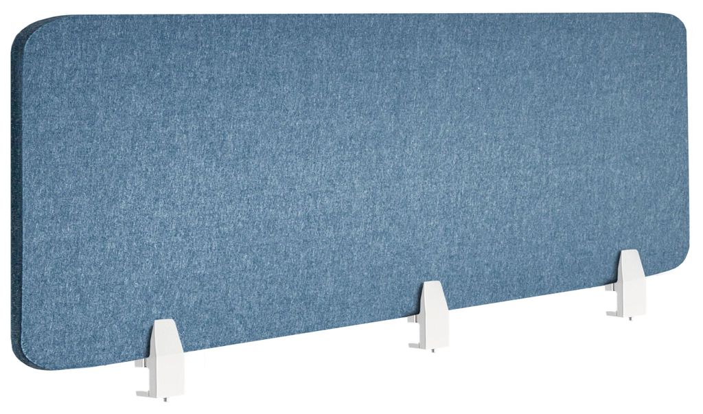 BELIANI Schreibtisch Trennwand Blau Stoff PET Kunststoff 180 x 50 cm zum Aufstellen Klemmen Schallschutz Sichtschutz Pinnwand Büro Home Office