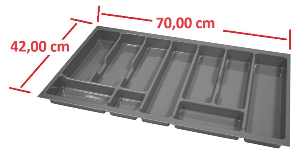 Besteckeinsatz Besteckkasten 80 cm Schubkasten grau Produktbild 