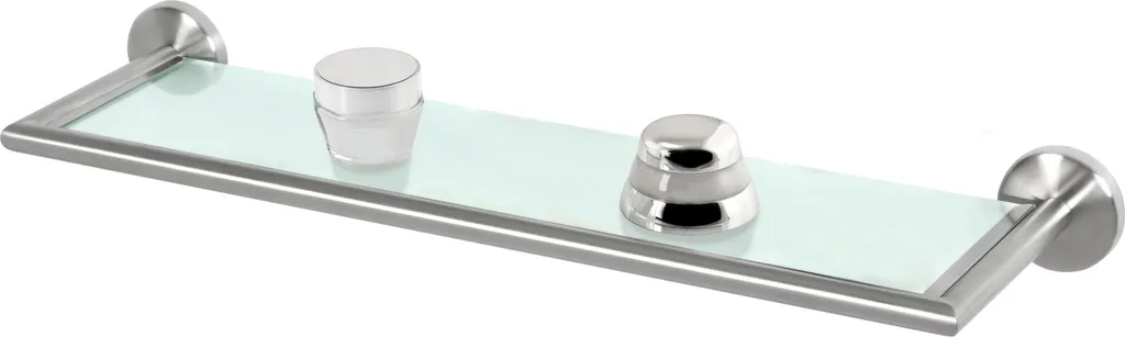 Tablette de Salle de Bain en Verre Dépoli et Support Inox Mat Design