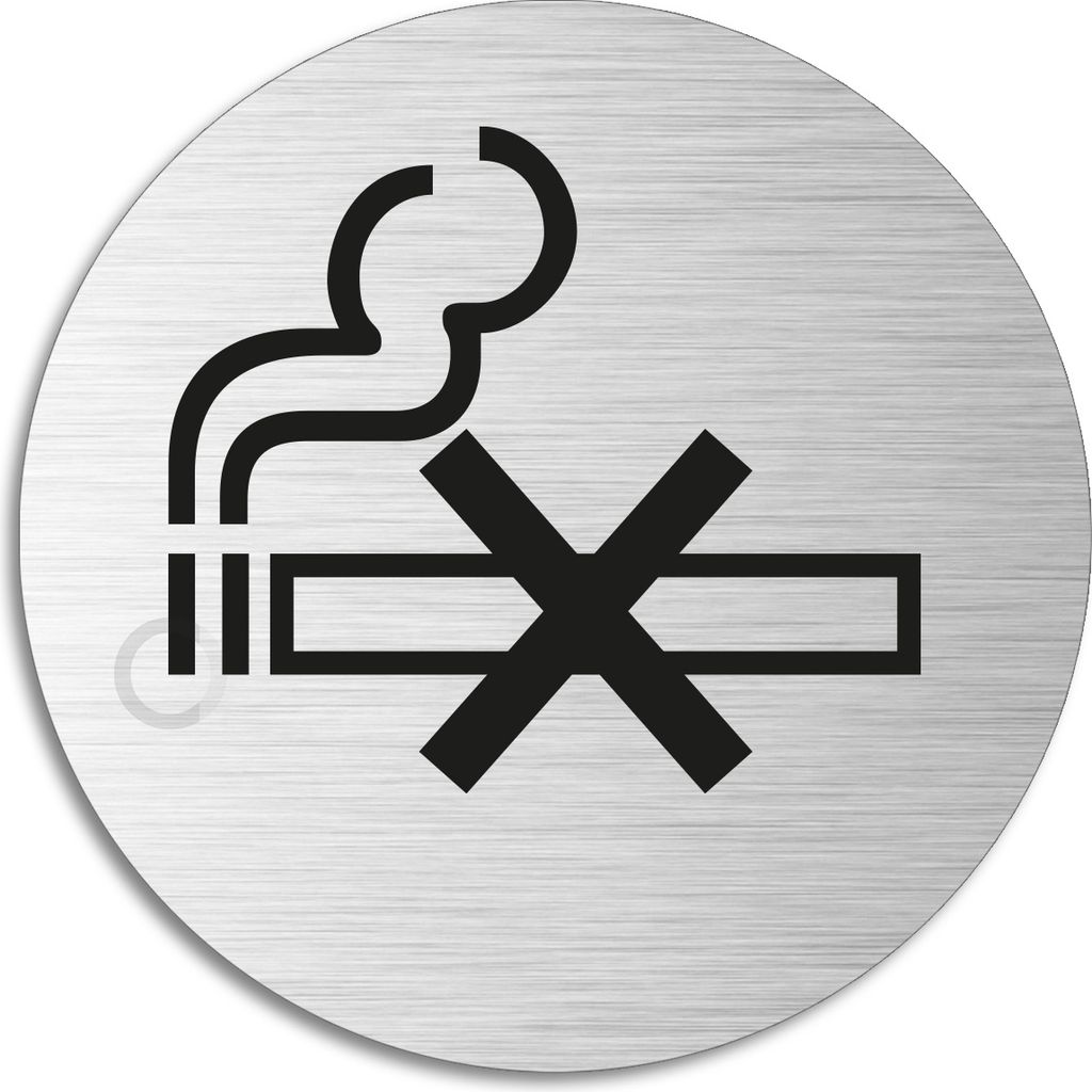 Schild - Rauchverbot | Türschild aus Aluminium | Edelstahloptik selbstklebend Ø 75 mm