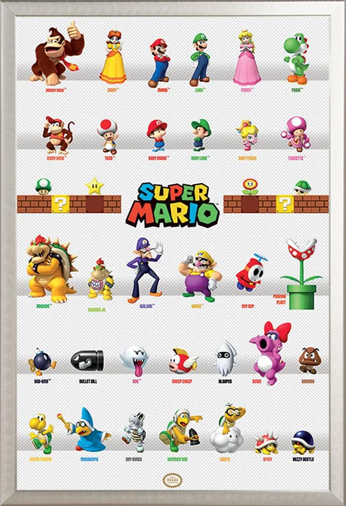 Poster Nintendo Super Mario Parade Cornice Shinsuke Vetro Acrilico