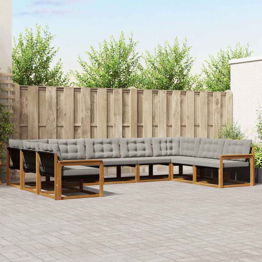 (Robust Möbel)Outdoor-Sofagarnitur - CLORIS - Balkonmöbe/Sitzgruppe - mit Kissen 9 pcs - Moderne Design - Natürlich und Hellgrau - Gartensof...