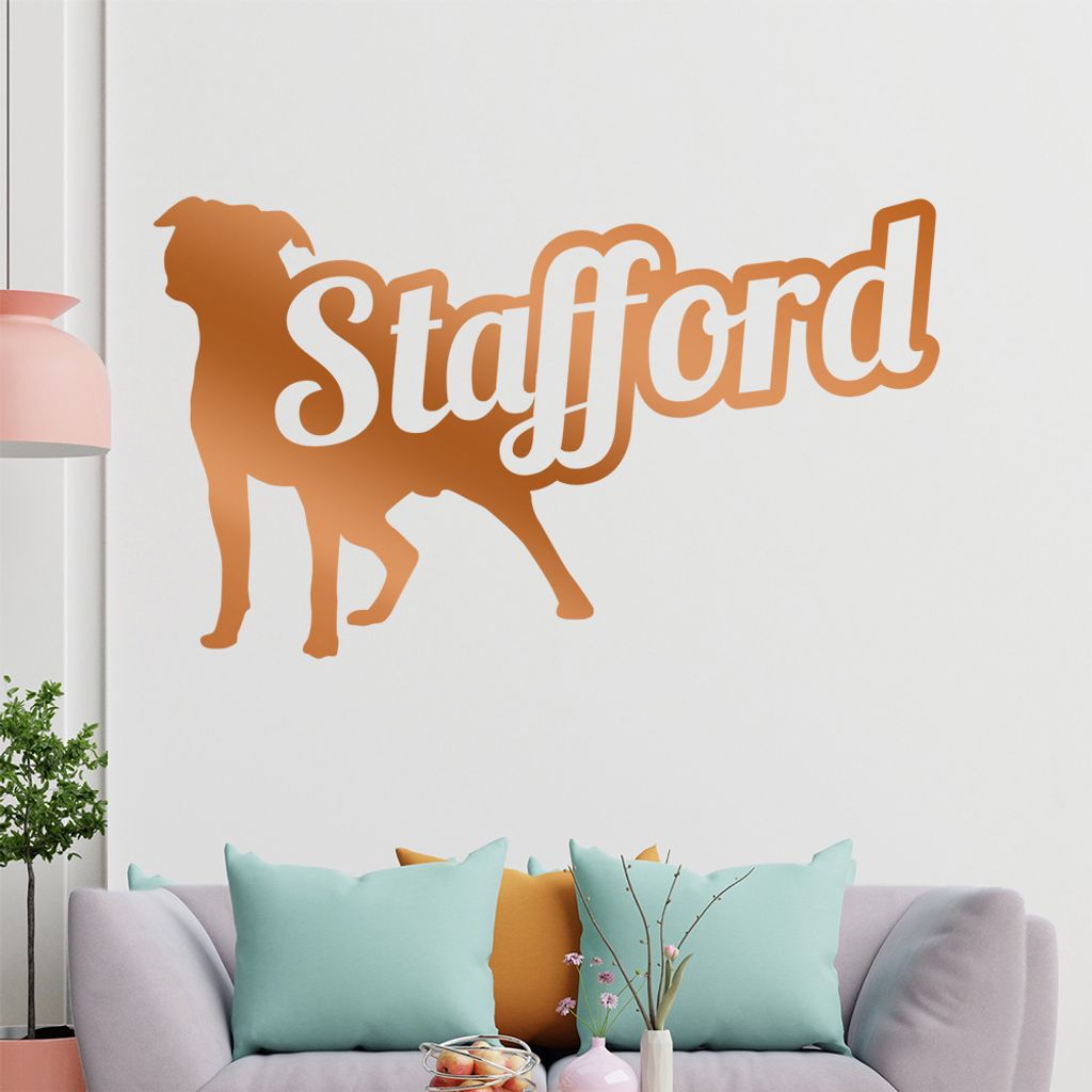 KIWISTAR Stafford mit Name Silhouette Schrift Wandtattoo in 6 Größen - Wandaufkleber Wall Sticker - Dekoration, Küche, Wohnzimmer, Schlafzimmer,...