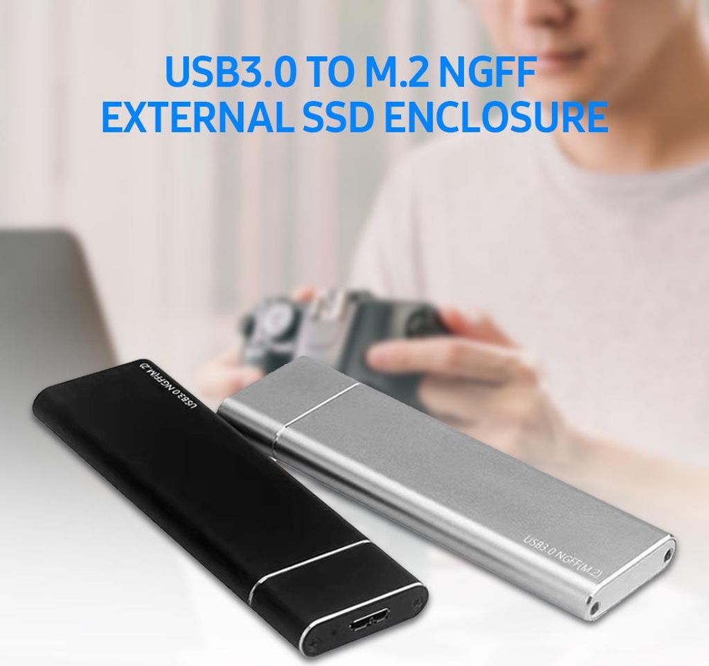 M.2 NGFF Mobiles Festplattengehäuse USB3.0 zu NGFF Externes Aluminiumlegierungs-SSD-Gehäuse Unterstützung B-Key SATA SSD Silber (ohne Festplatte)