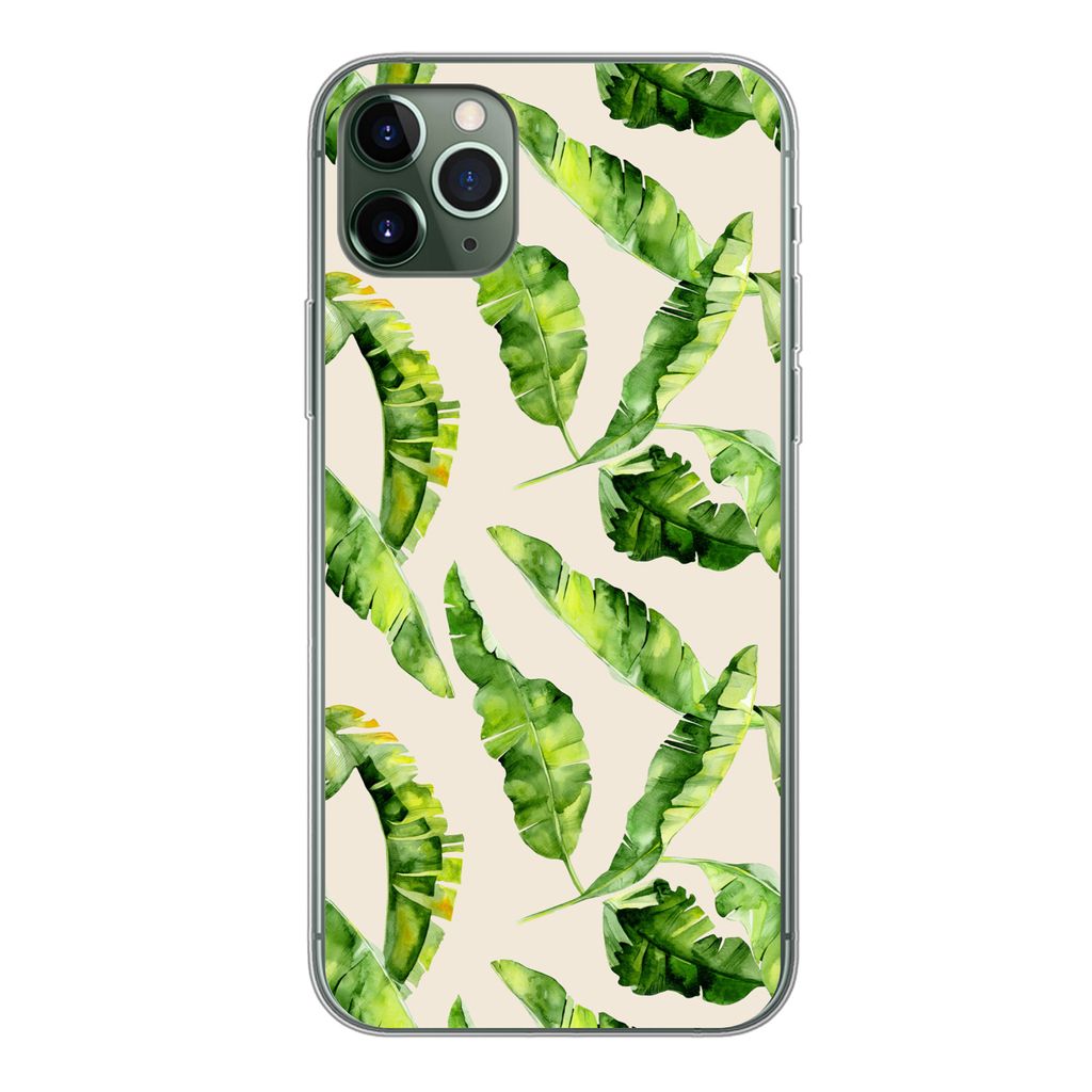 MuchoWow Handyhülle Schutzhülle Hülle für iPhone 11 Pro Max Blatt - Tropisch - Muster Silikon Softcase Handy Hülle - Schutz