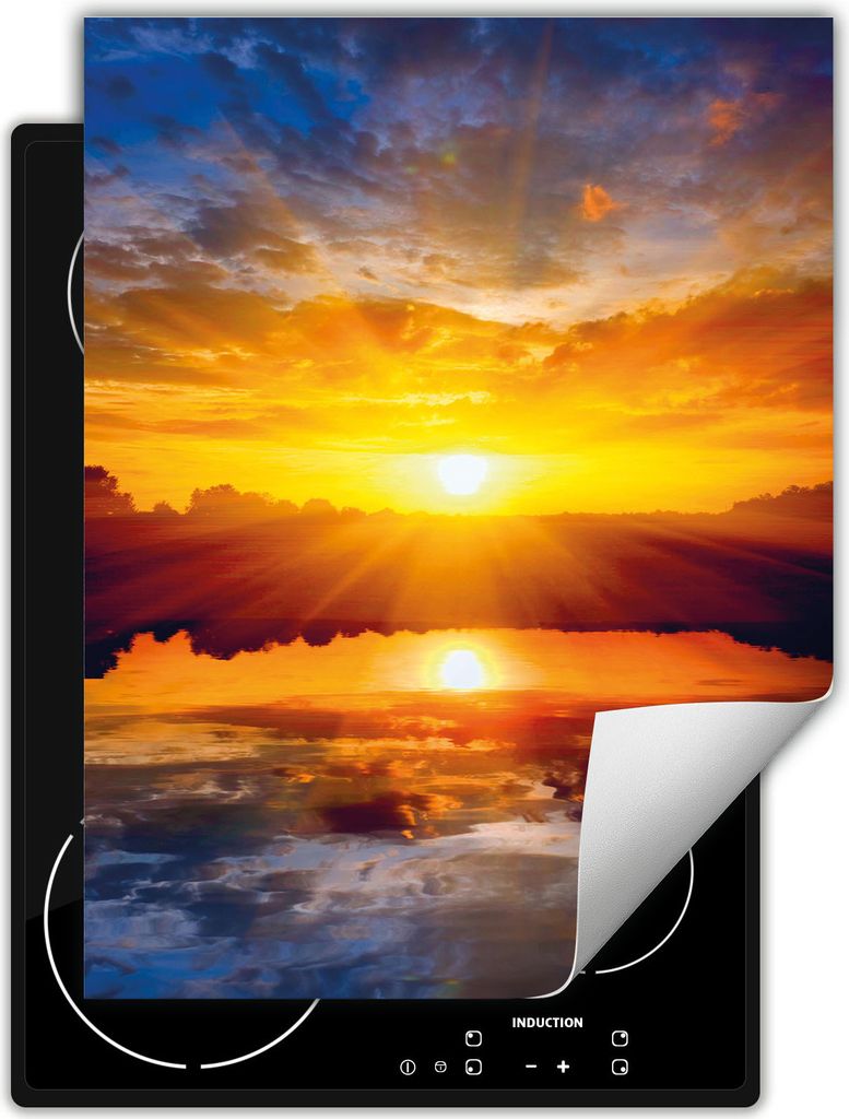 DarHaus Herdabdeckplatte Einteilig Küche Abdeckplatte für Glaskeramikkochfeld Abdeckung Induktionskochfeld Aufrollbare Matte 40x52 cm, Sonne