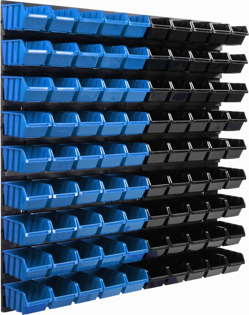 Lagersystem Wandregal 77 x 78 cm mit 90 stck Boxen Blau und Produktbild 