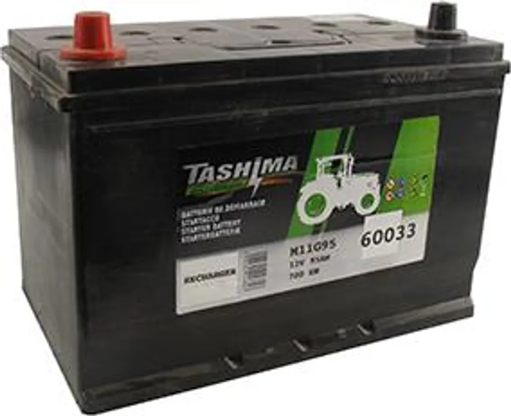 Batterie Tashima 95Ah 12V + Gauche 305mm compatible Kubota M5700 M9000