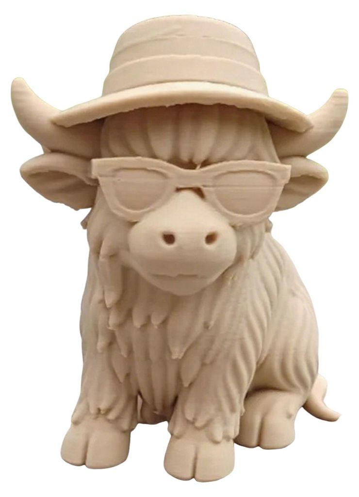 Highland Cow Home Bonsai Decor Mini Cow Figur mit Cowboyhut, 3D-gedruckte realistische Textur, Halloween-Ornament F
