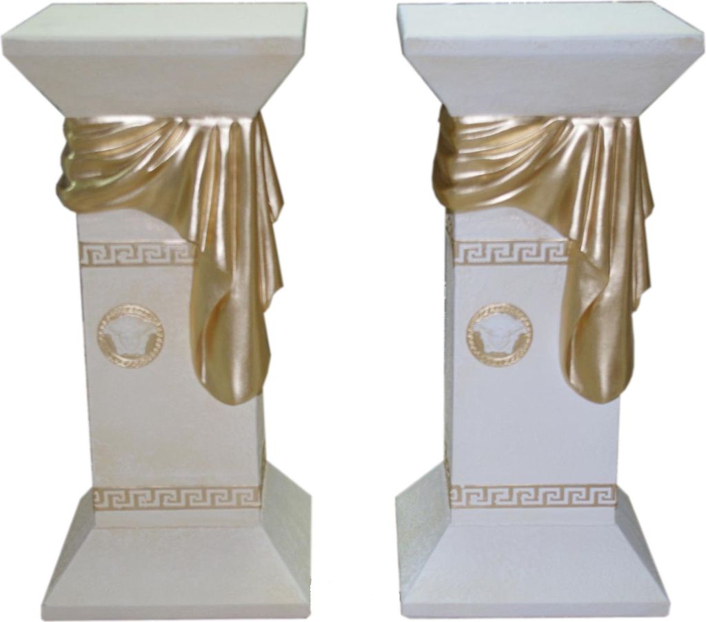 ANTIKES WOHNDESIGN Blumensäule AWD-BS-041 B:30cm H:65cm weiß-matt-antiklfinish 65 cm