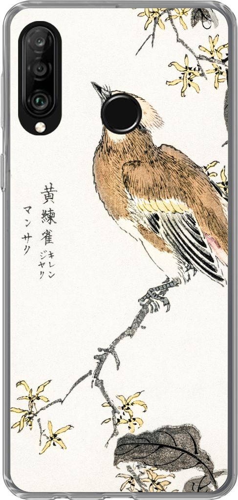 MuchoWow Handyhülle Schutzhülle Hülle für Telefoonhoesje Huawei P30 Lite Vintage - Vogel - Japanisch - Schriftzeichen Silikon Softcase Handy ...