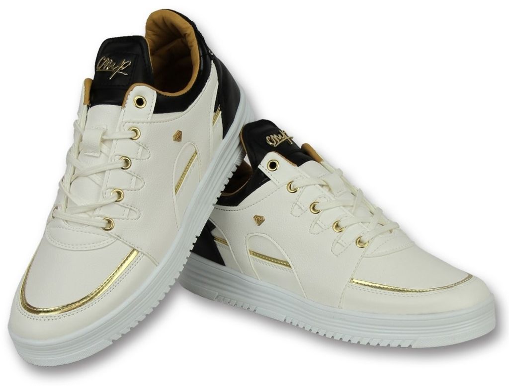 Weiße Schnürschuhe Turnschuh Luxury White Black - 41