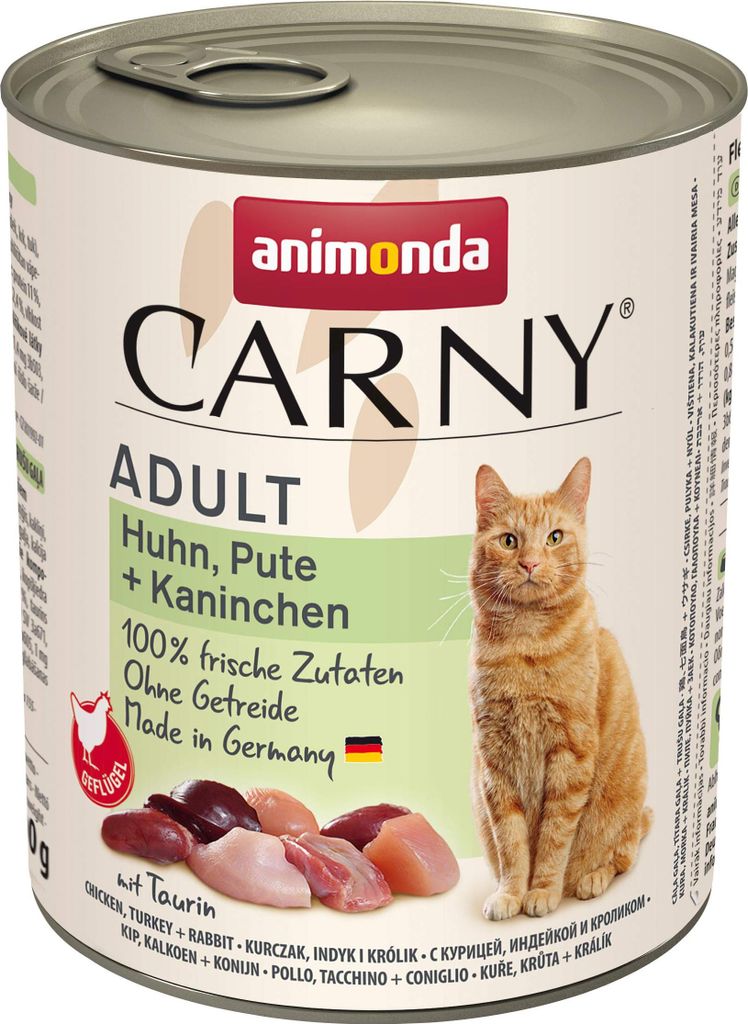 Animonda Cat Dose Carny Adult 6x800g | Huhn, Pute + Kaninchen