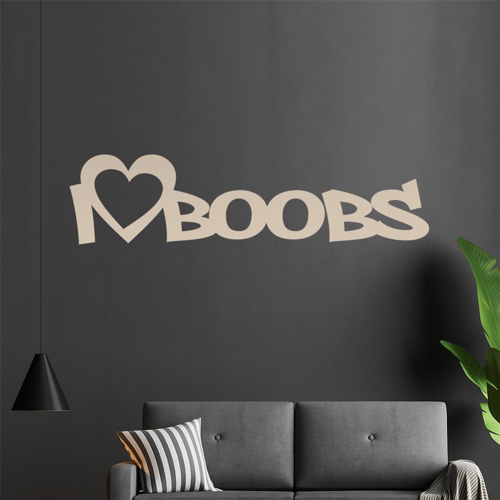 I Love Boobs Wandtattoo in 6 Größen - Wandaufkleber Wall Sticker - Dekoration, Küche, Wohnzimmer, Schlafzimmer, Badezimmer