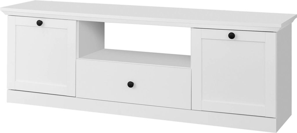 Fernsehschrank Landhausstil weiß BERGAMA-19 mit LED Beleuchtung, B/H/T: ca. 139/49/41 cm