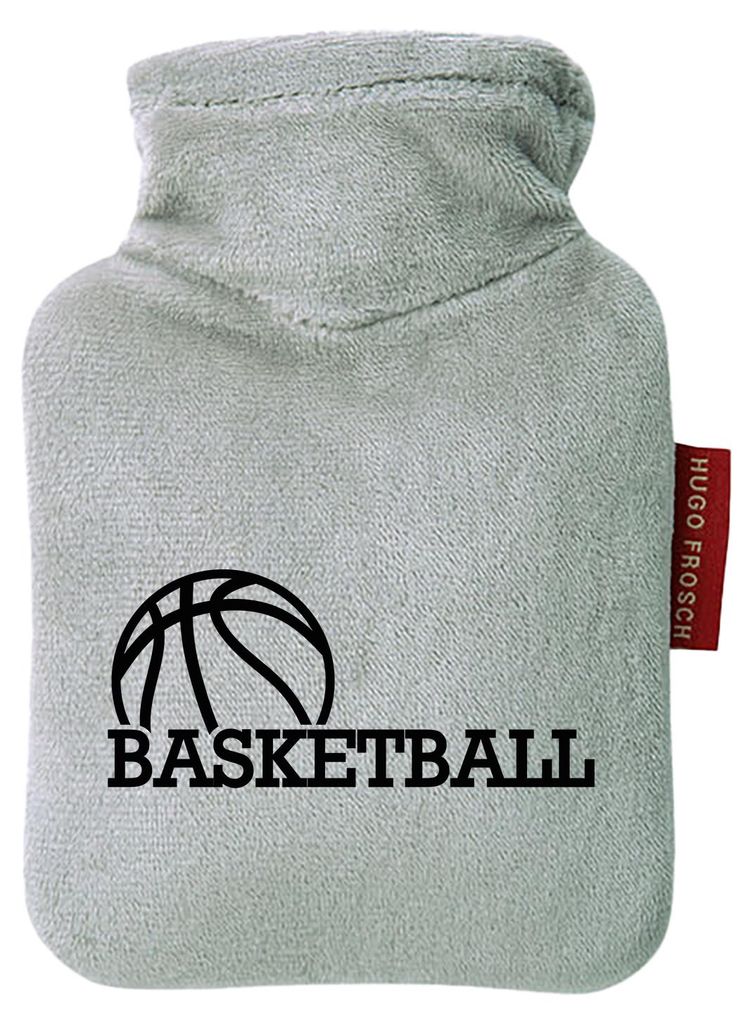 Huuraa Mini-Wärmflasche Basketball Ball 0,2 Liter Grey Mini Veloursbezug Taschenwärmer Geschenkidee